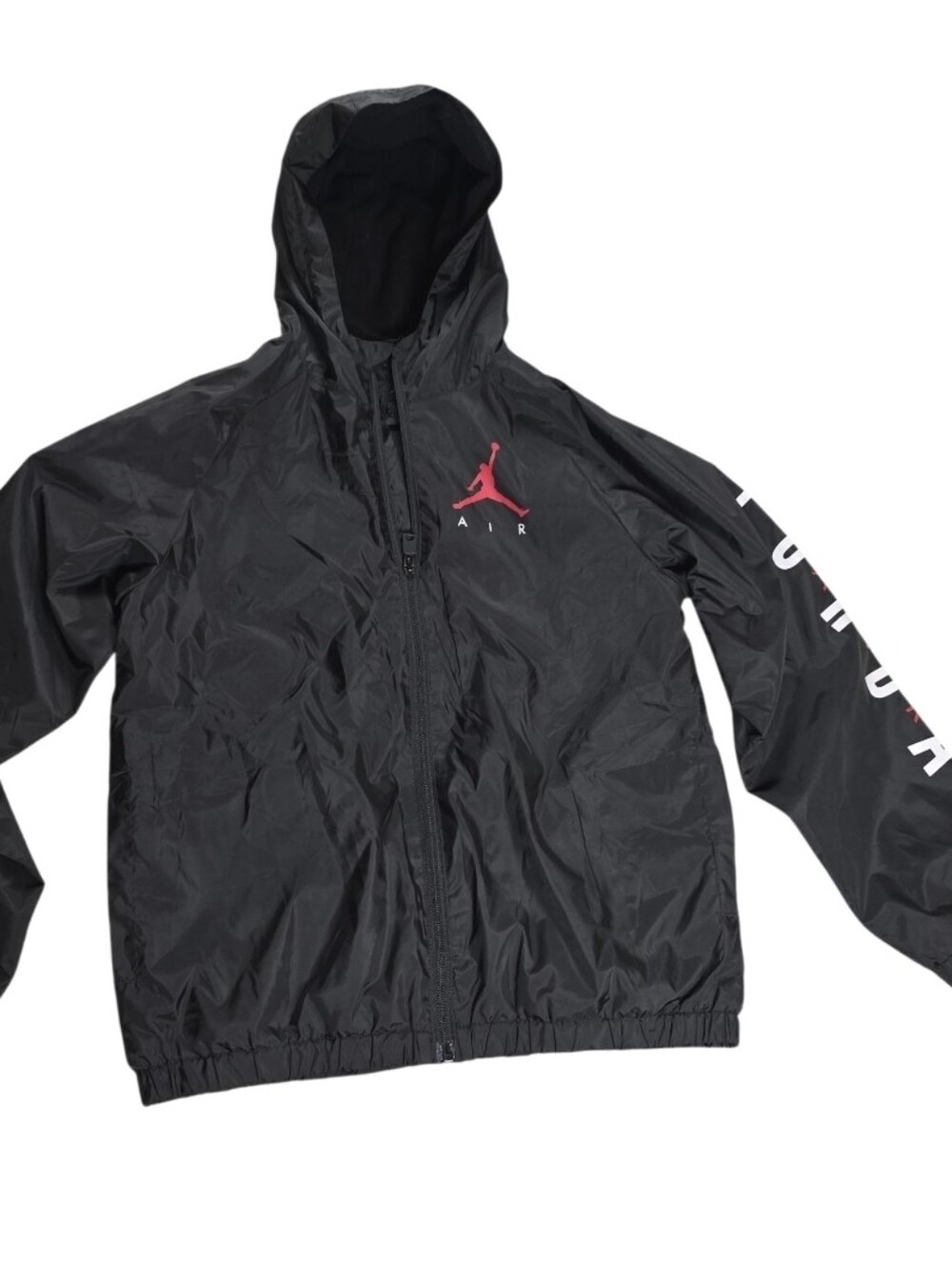 Jordan Black Windbreaker Jacket with Red Jumpman Size M 10/12